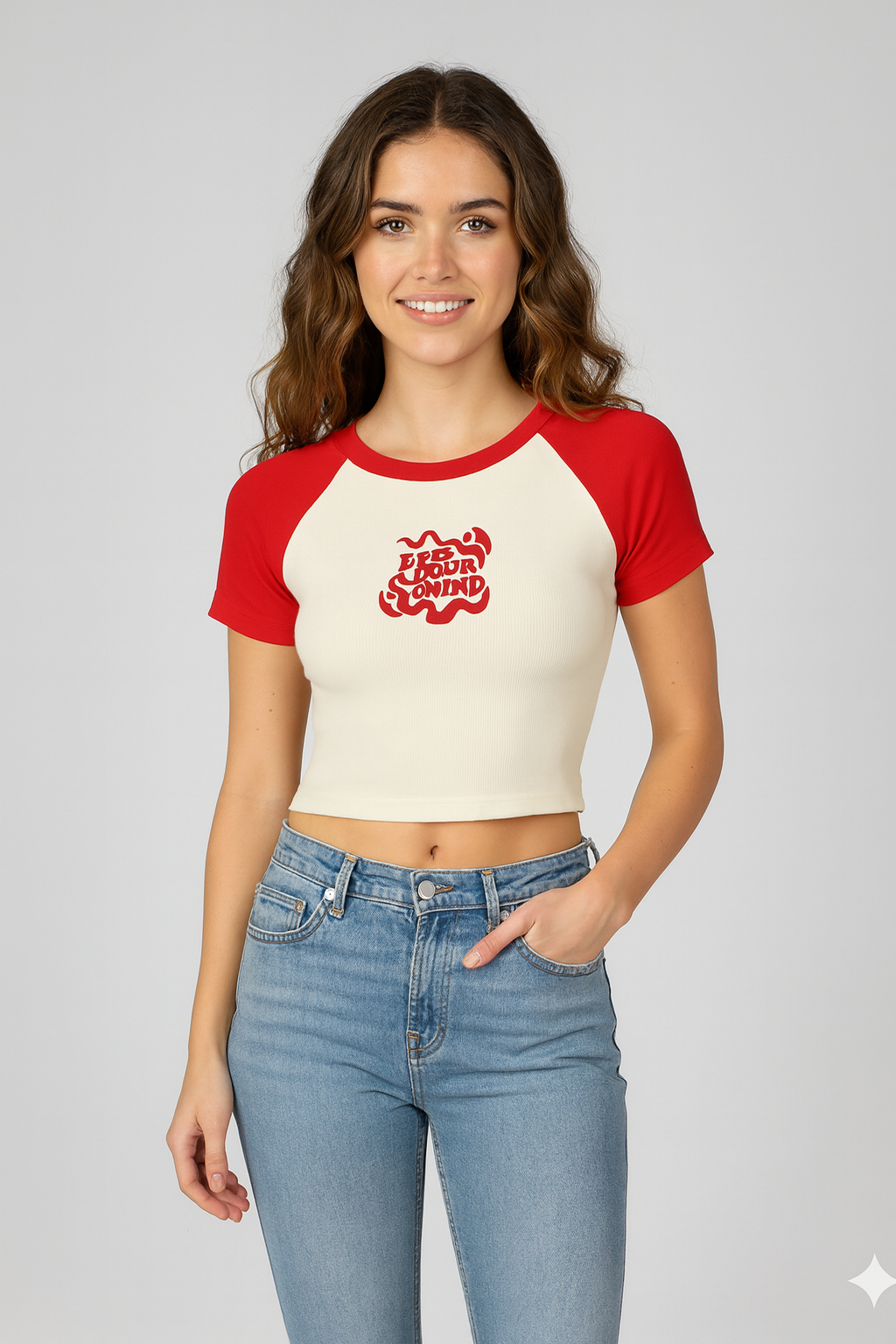 TOP MUJER CREMA ROJO