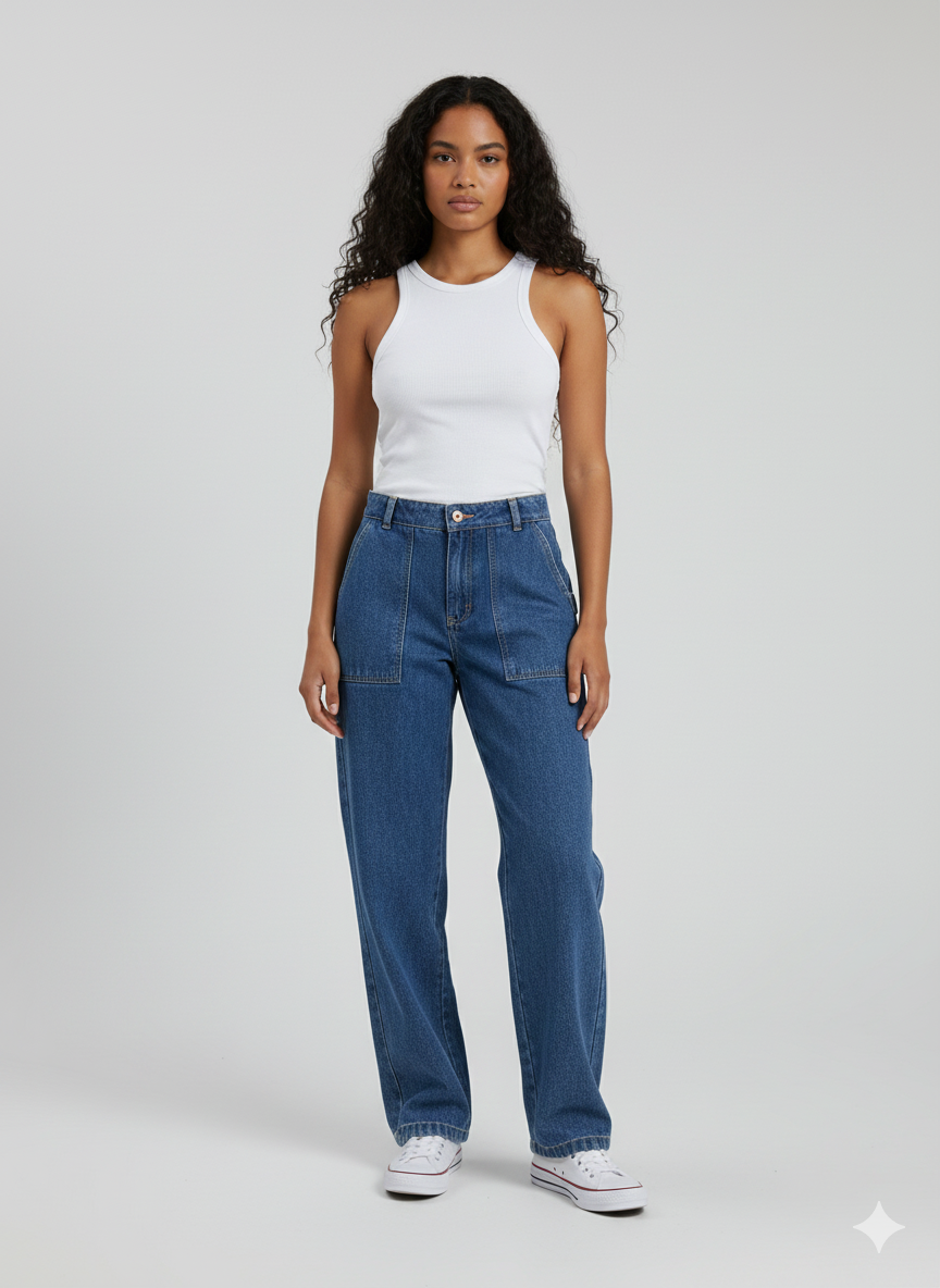 JEAN MUJER CARPINTERO AZUL