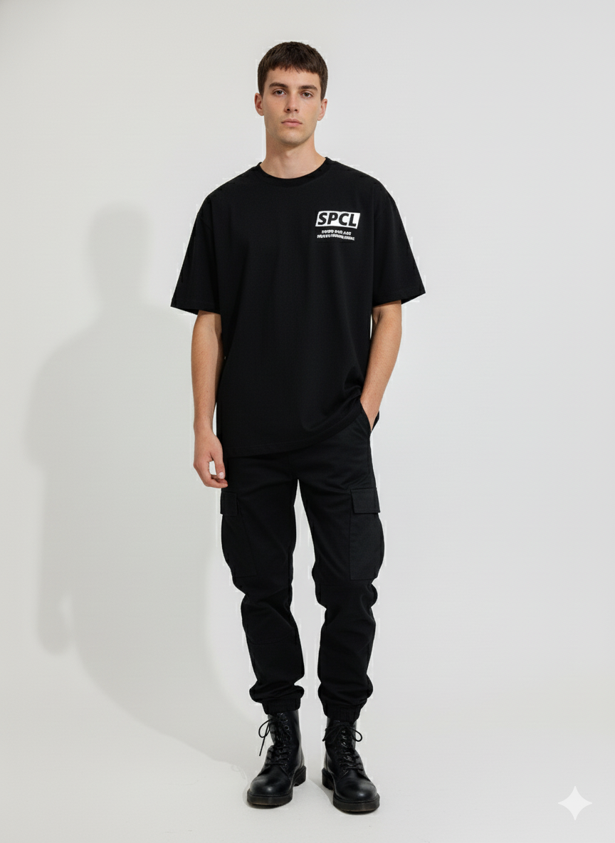 CAMISETA HOMBRE OVERSIZE NEGRA