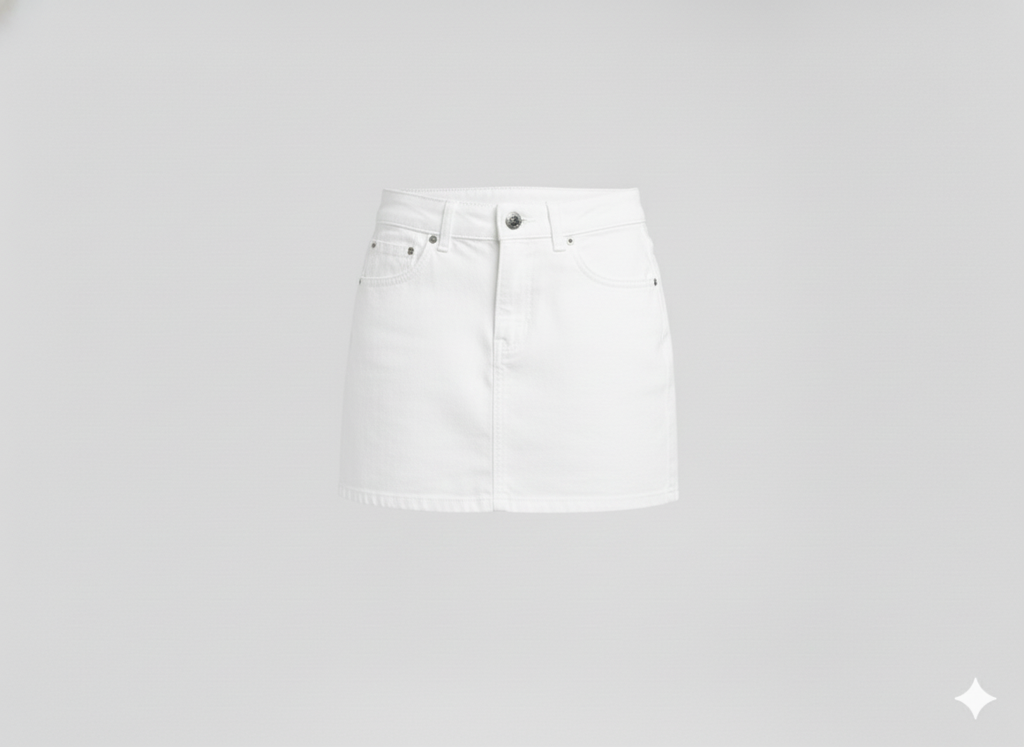 FALDA MUJER JEAN BLANCO MINI