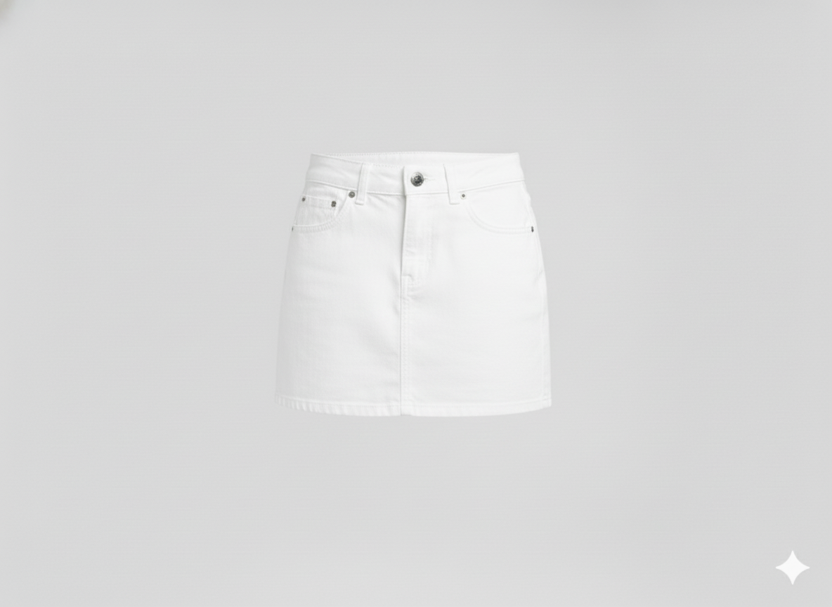 FALDA MUJER JEAN BLANCO MINI