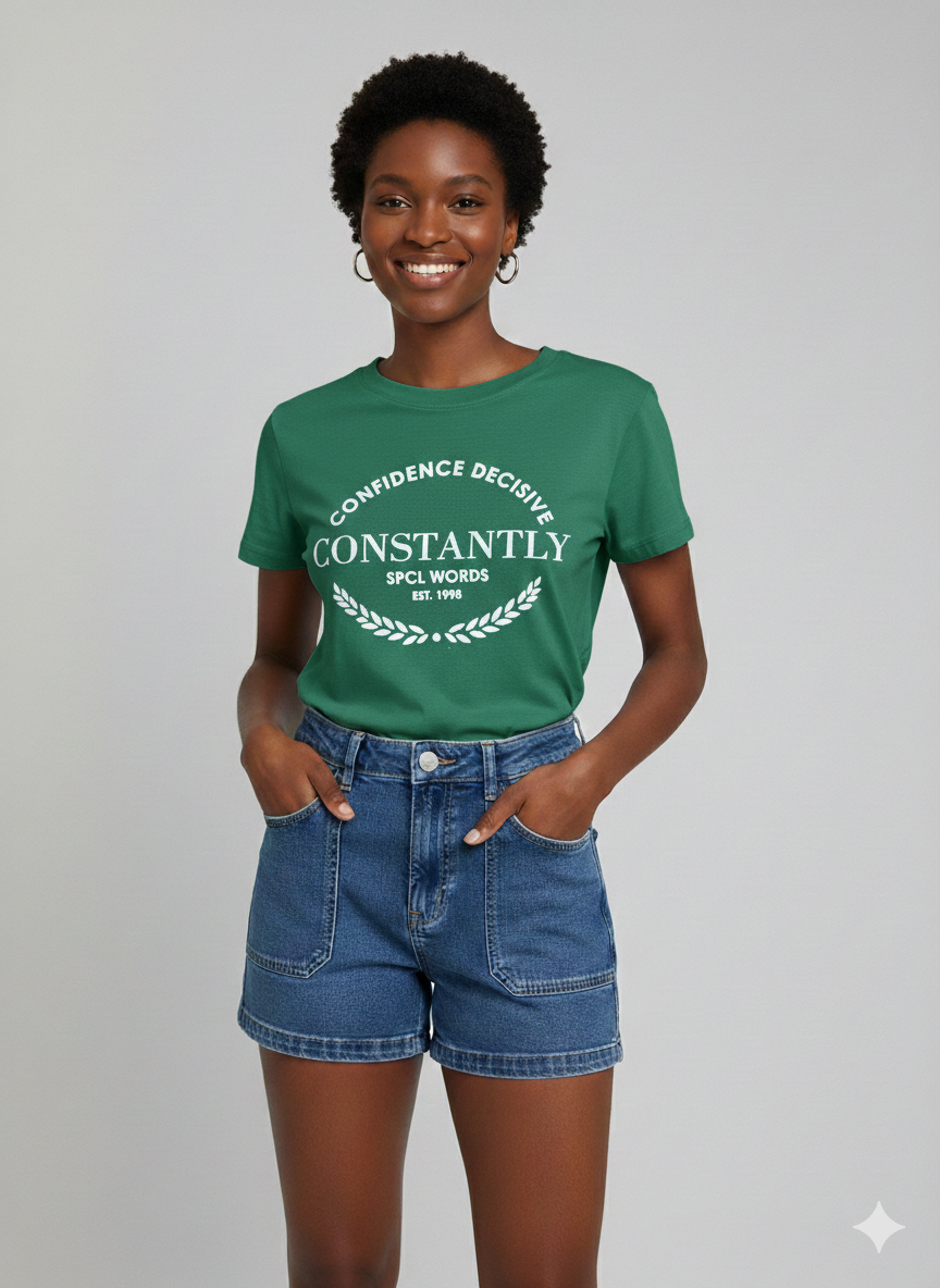 CAMISETA MUJER BASICA VERDE ESMERALDA