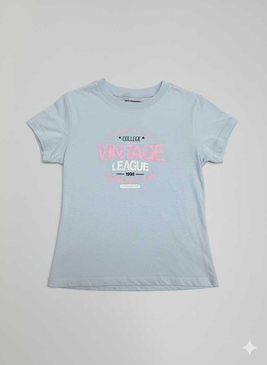 CAMISETA MUJER BASICA CELESTE