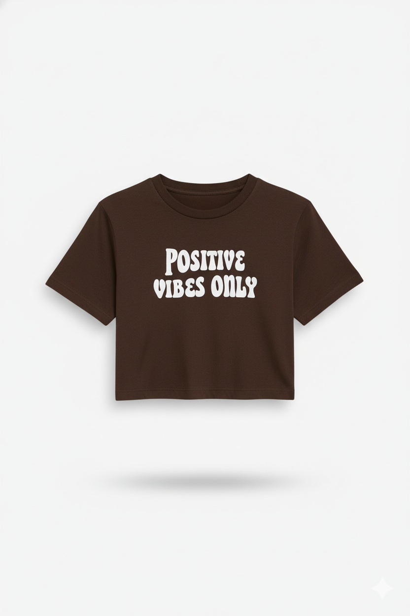 CAMISETA MUJER OVERSIZE CORTA CAFÉ