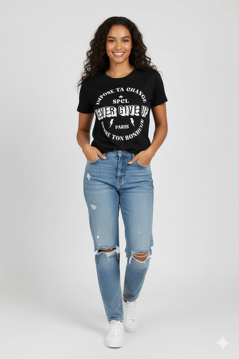CAMISETA MUJER BASICA NEGRA