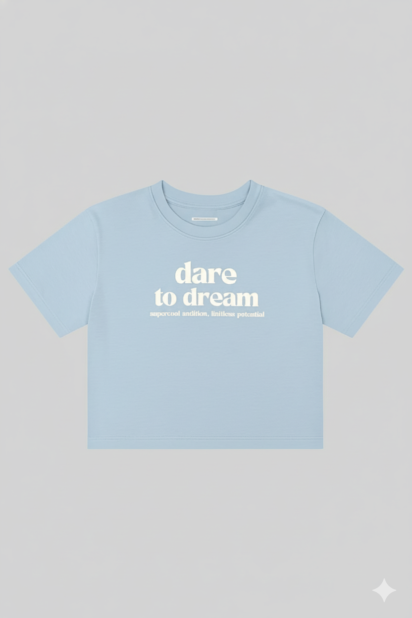 CAMISETA MUJER OVERSIZE CORTA CELESTE