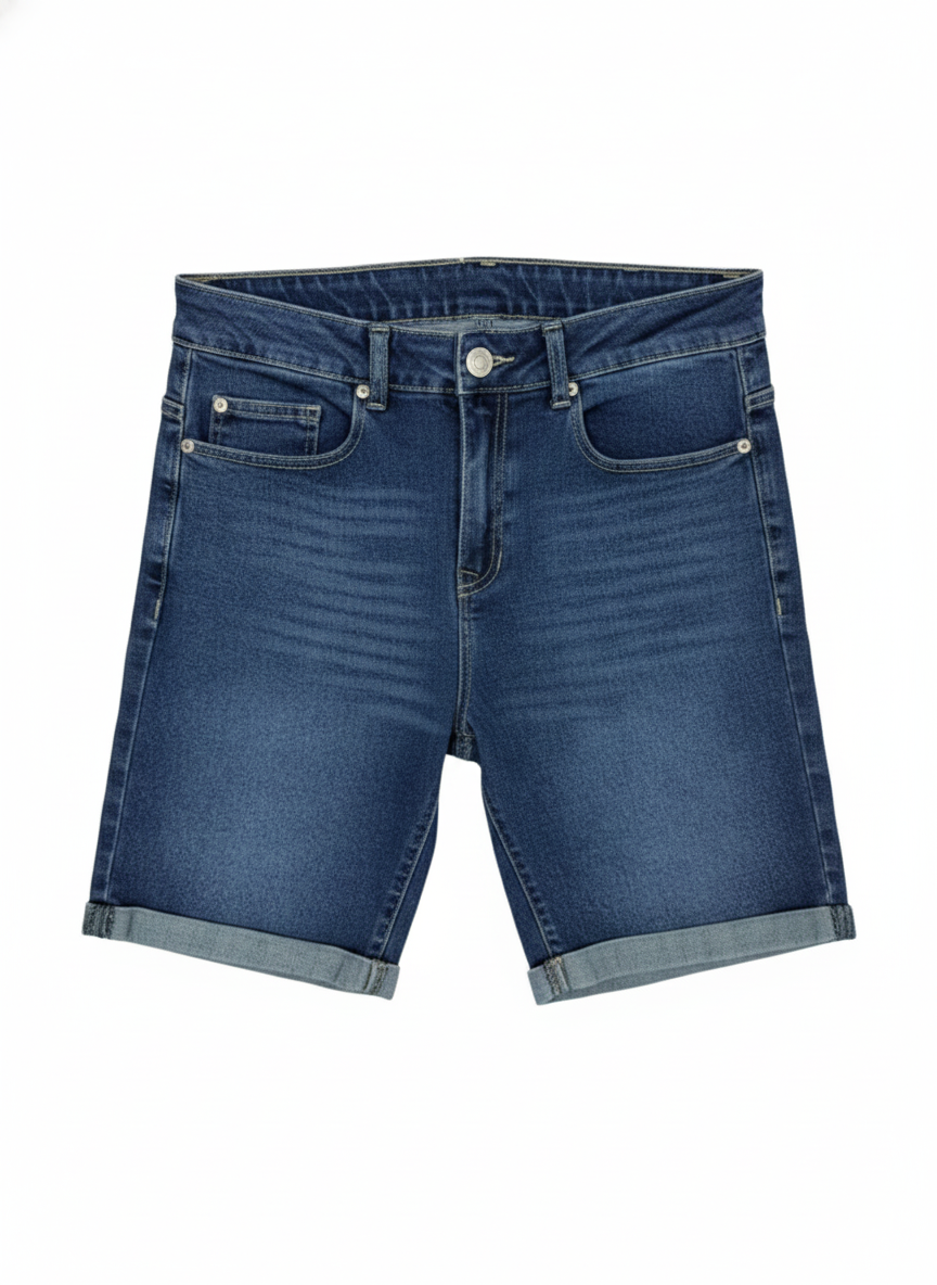 BERMUDA HOMBRE DOBLA DOBLA JEAN AZUL OSCURO