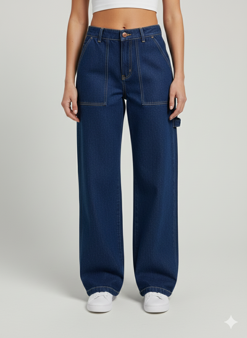 JEAN MUJER CARPINTERO AZUL OSCURO