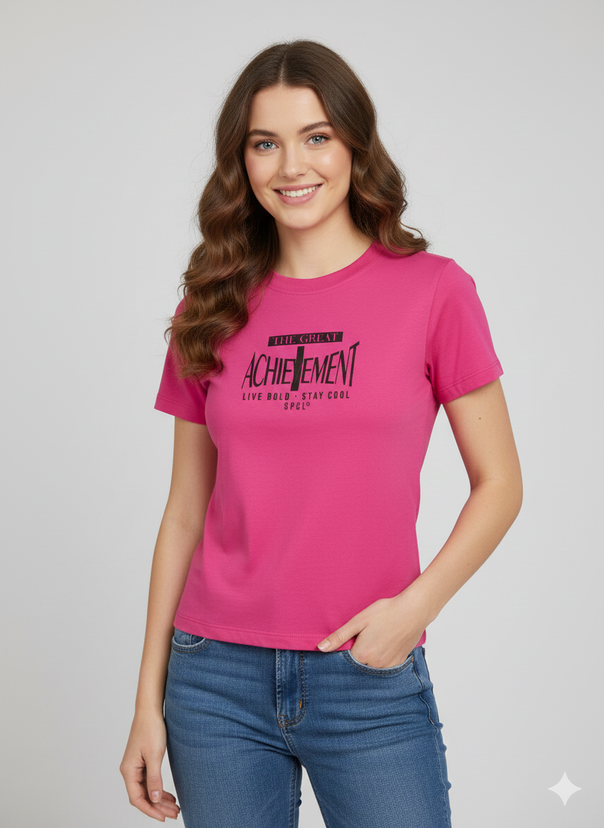 CAMISETA MUJER BASICA FUCSIA CLARA