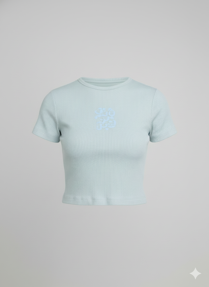 TOP MUJER RIB CELESTE