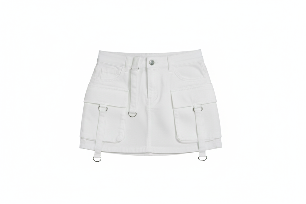 FALDA JEAN CARGO MUJER BLANCA