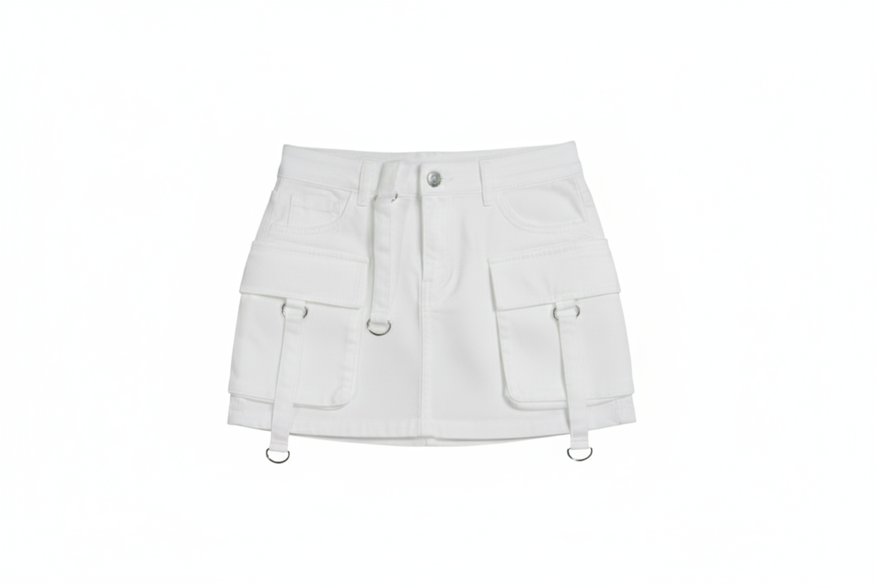 FALDA JEAN CARGO MUJER BLANCA