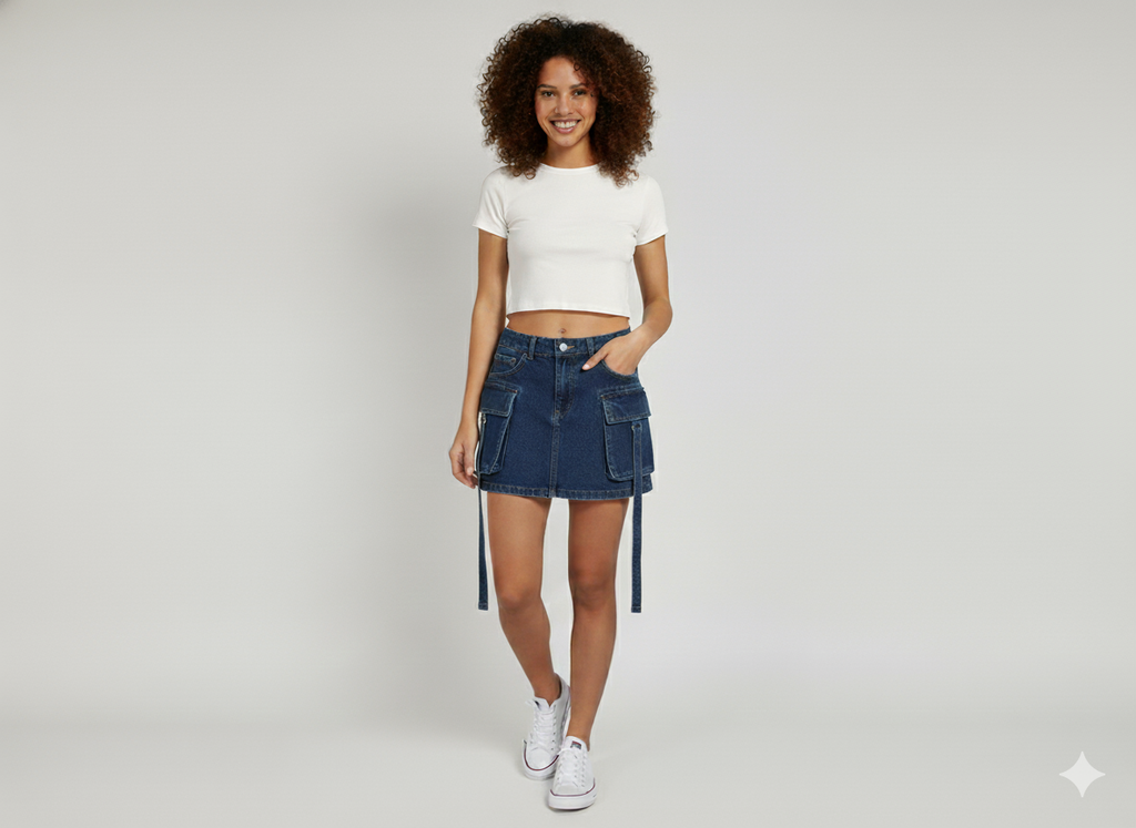 FALDA MUJER JEAN CARGO OSCURA