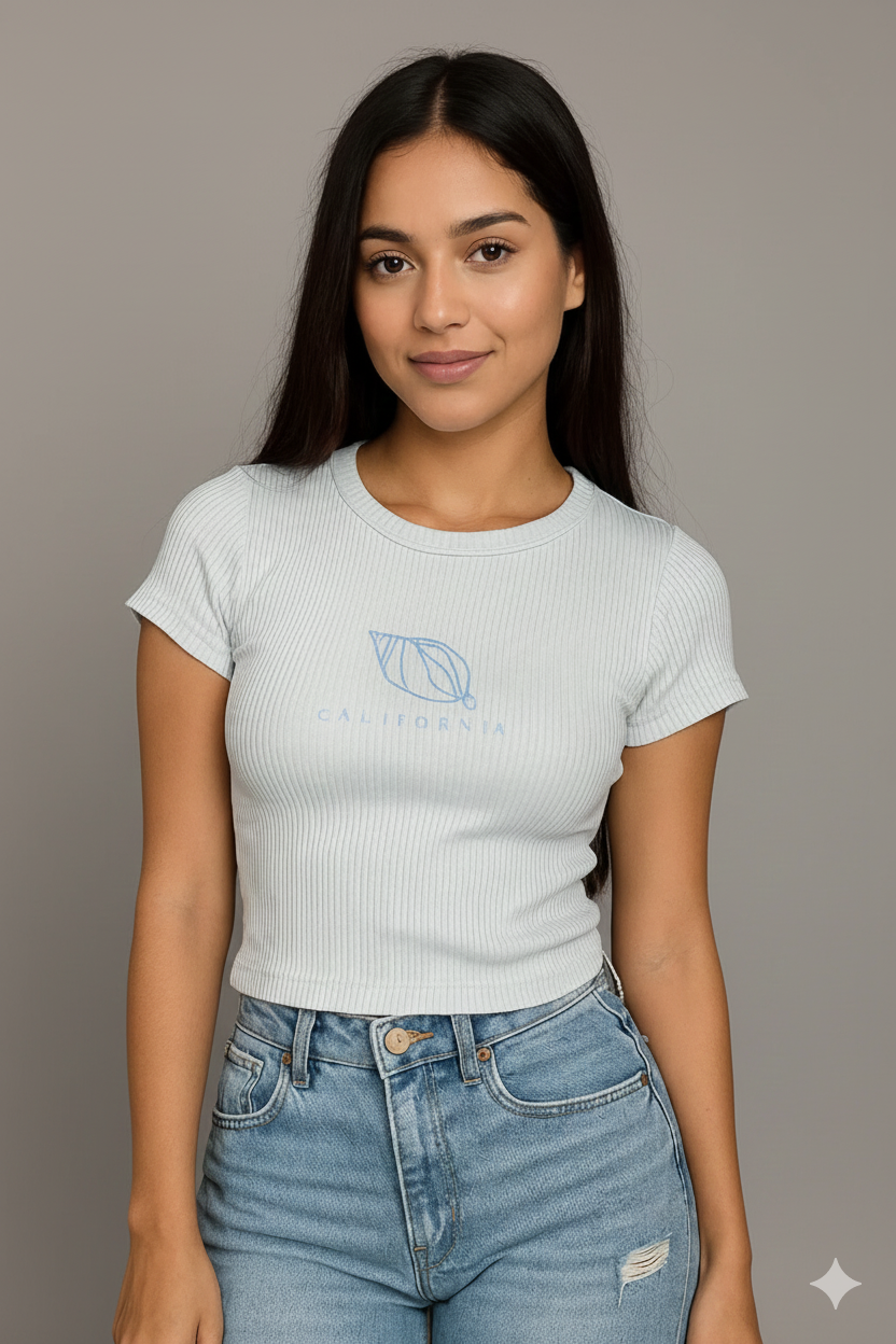 TOP MUJER BASICO CELESTE