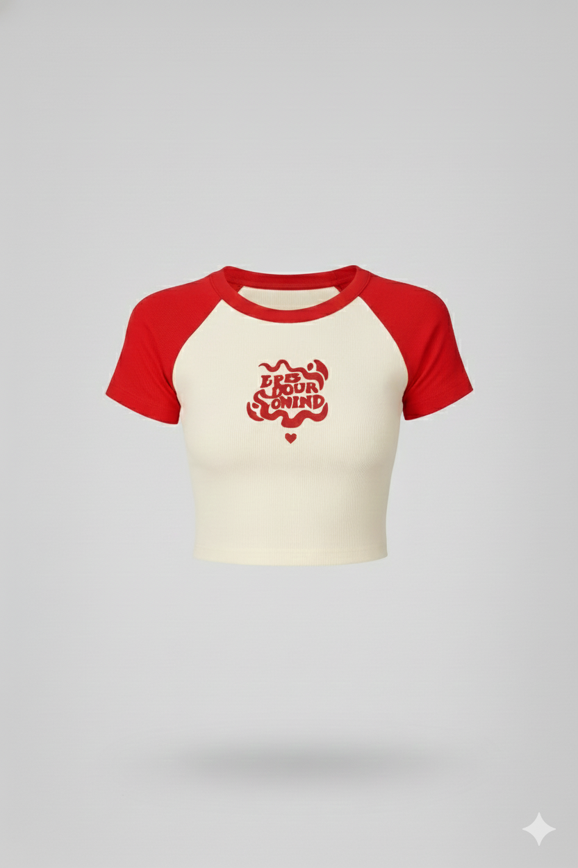 TOP MUJER CREMA ROJO