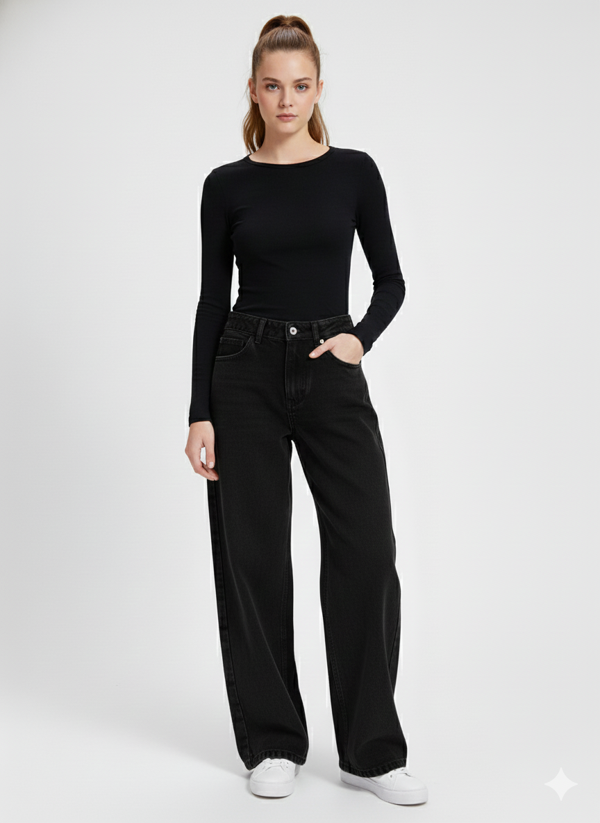 JEAN MUJER BAGGY NEGRO