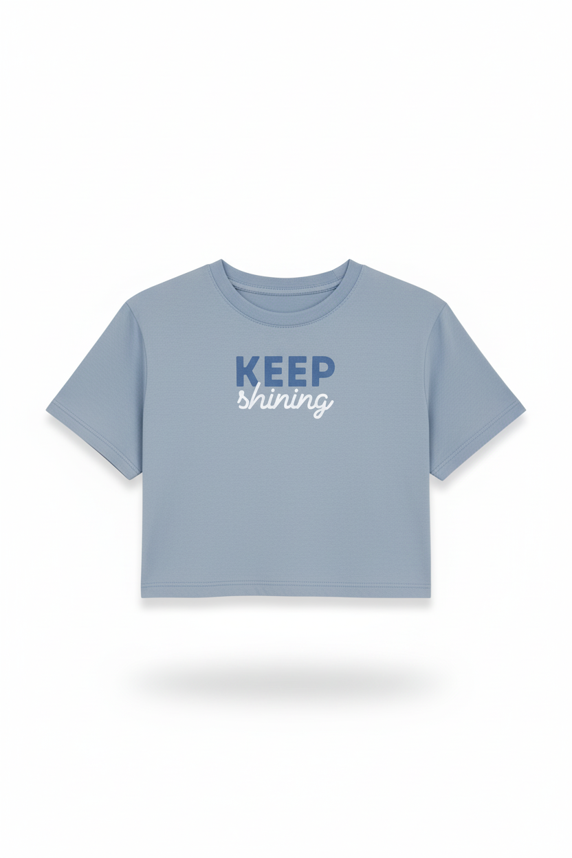 CAMISETA MUJER OVERSIZE CORTA CELESTE