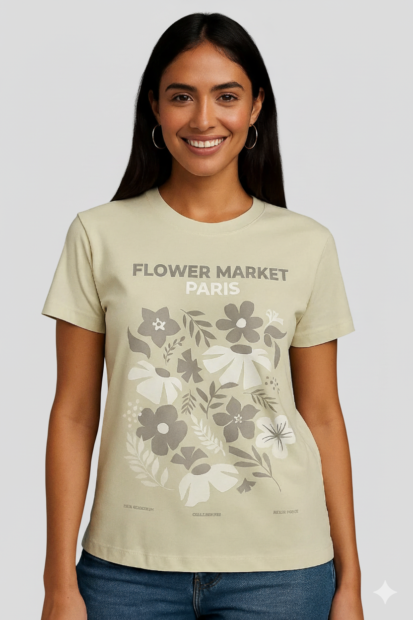 CAMISETA MUJER OVERSIZE LARGA BEIGE