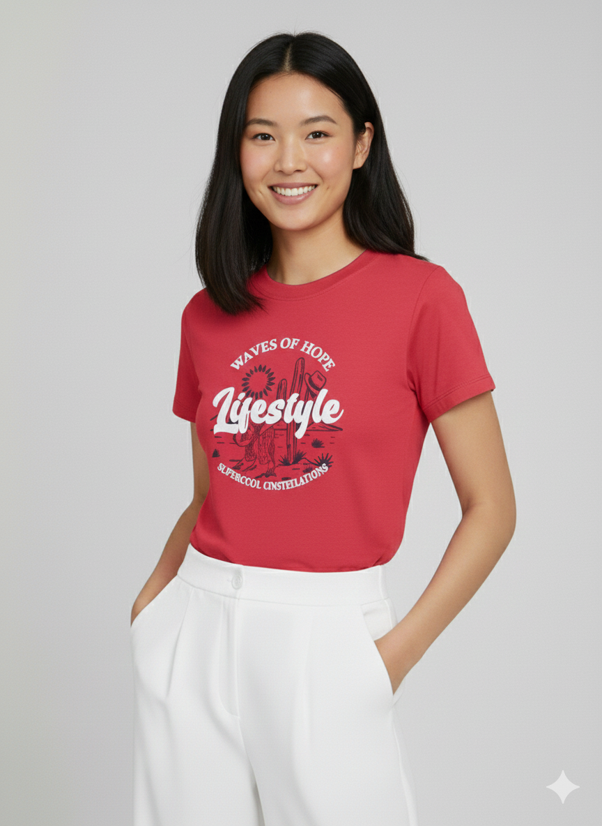 CAMISETA MUJER BASICA ROJA