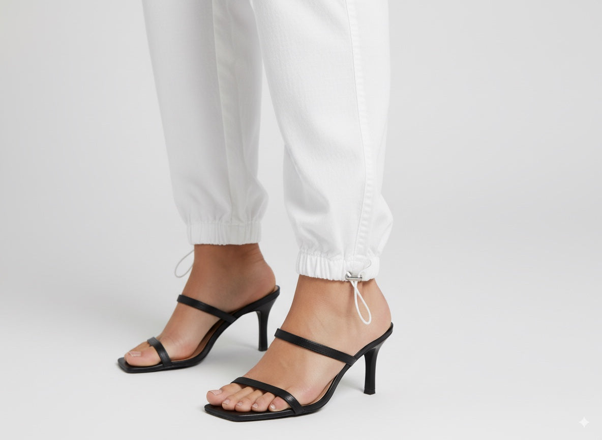 JOGGER MUJER DRILL BLANCO