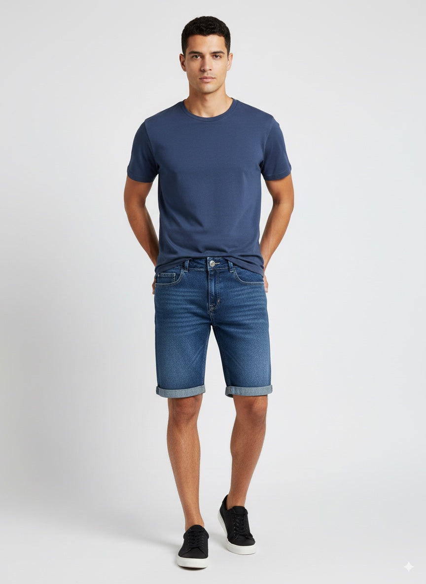 BERMUDA HOMBRE DOBLA DOBLA JEAN AZUL OSCURI