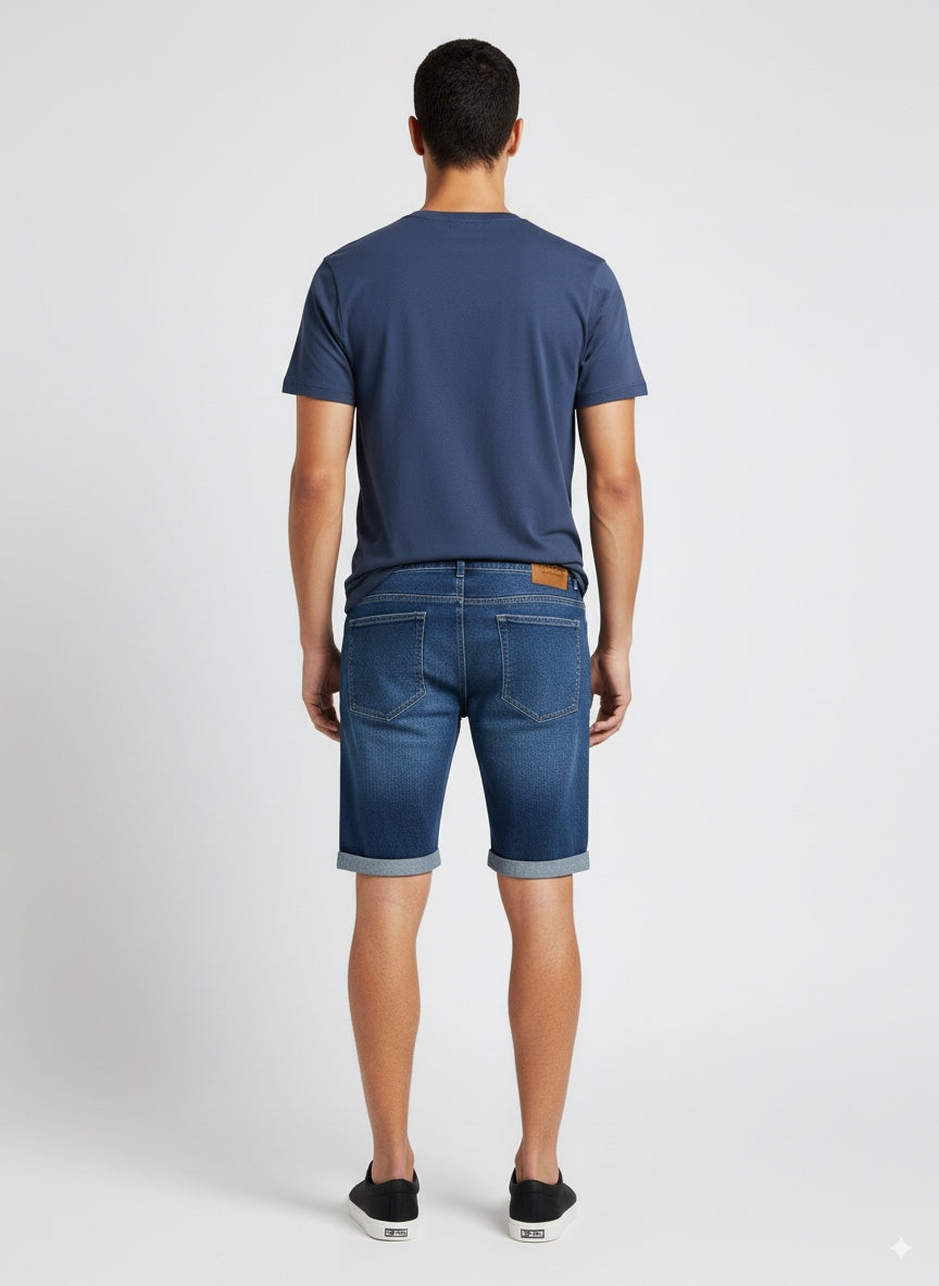 BERMUDA HOMBRE DOBLA DOBLA JEAN AZUL OSCURI