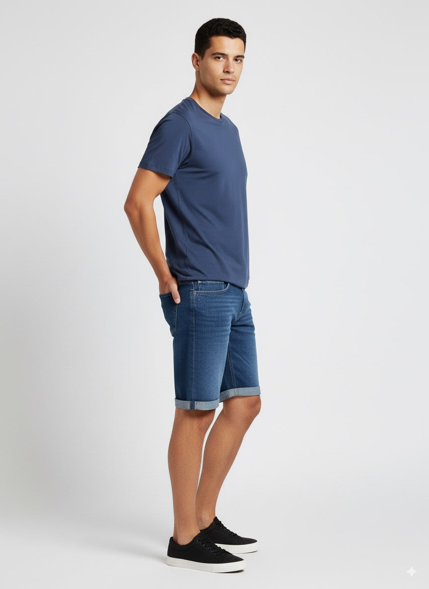 BERMUDA HOMBRE DOBLA DOBLA JEAN AZUL OSCURI