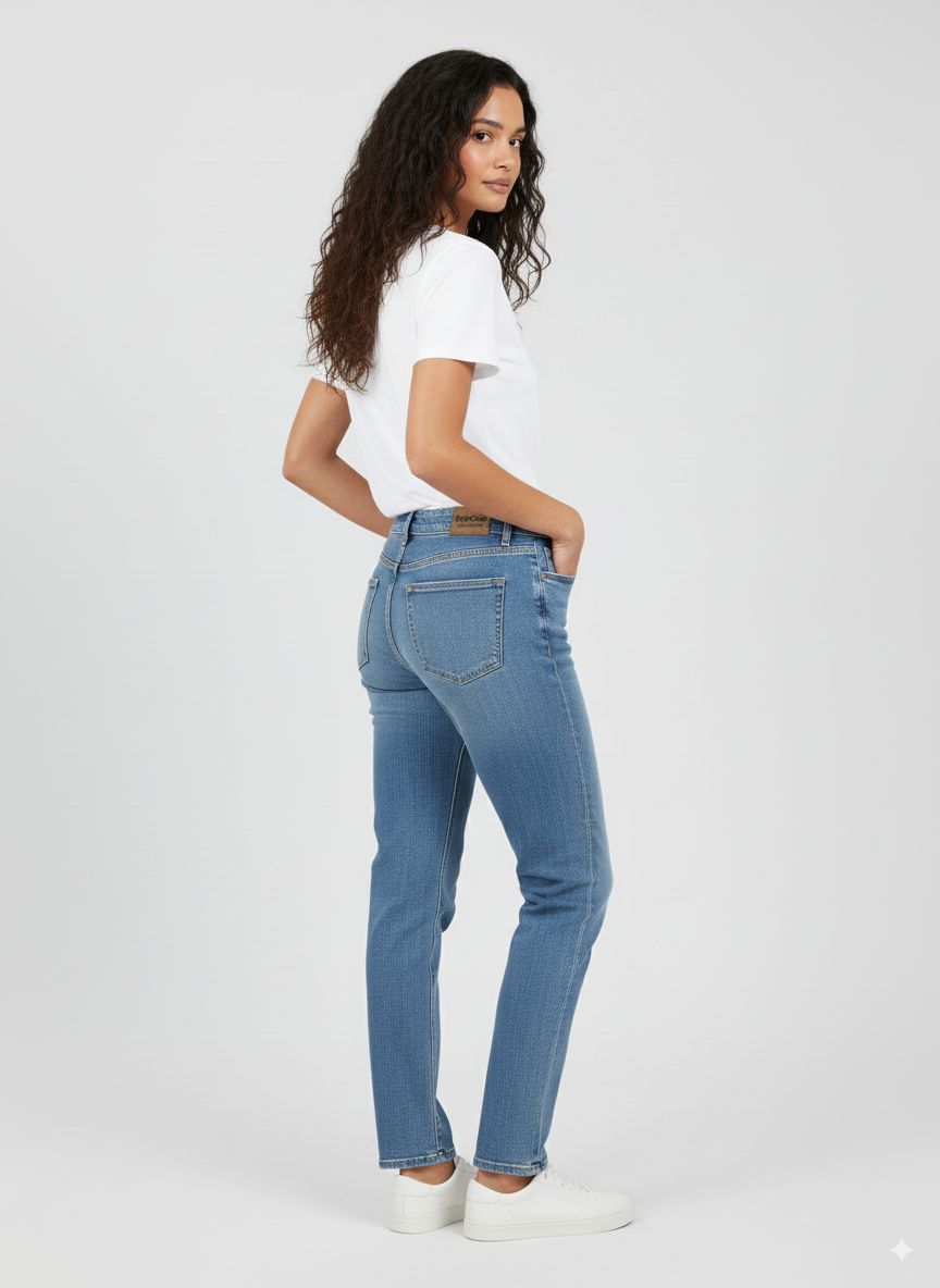 JEAN MUJER MOM RIGIDO AZUL CLARO