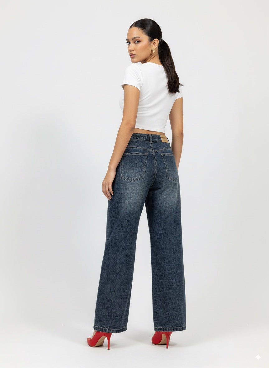 JEAN MUJER DESCADERADO AZUL OSCURO