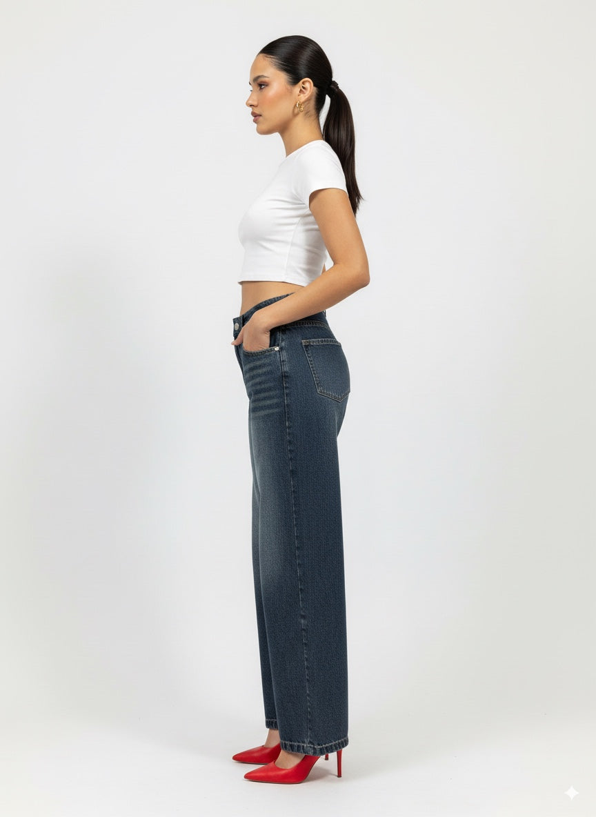 JEAN MUJER DESCADERADO AZUL OSCURO