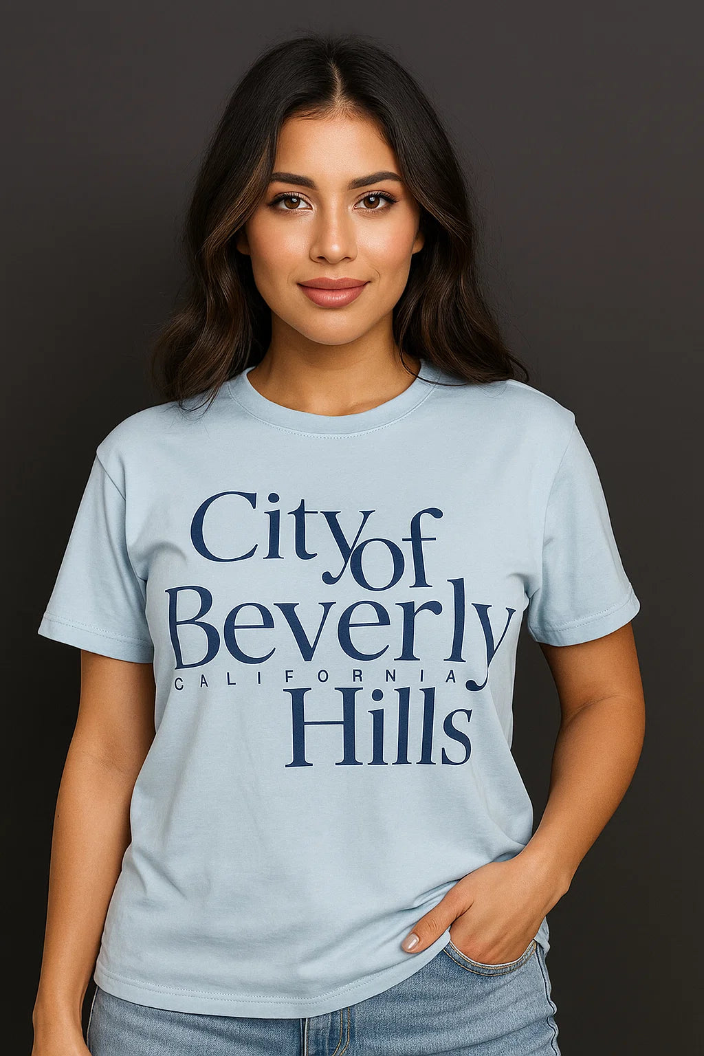 CAMISETA MUJER OVERSIZE LARGA CELESTE