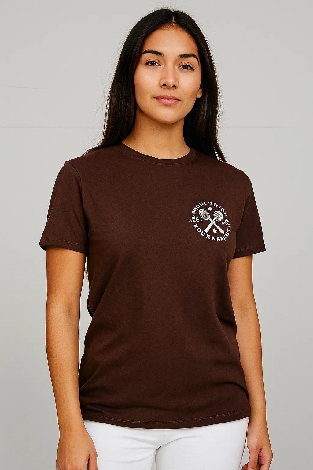 CAMISETA MUJER OVERSIZE LARGA CAFÉ