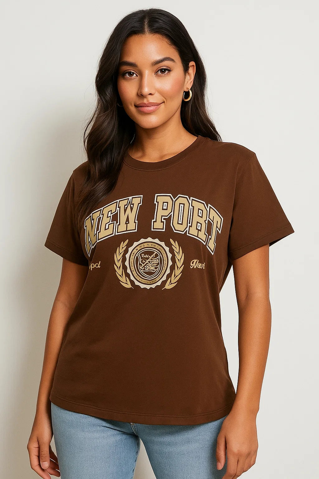 CAMISETA MUJER OVERSIZE LARGA MOCCA