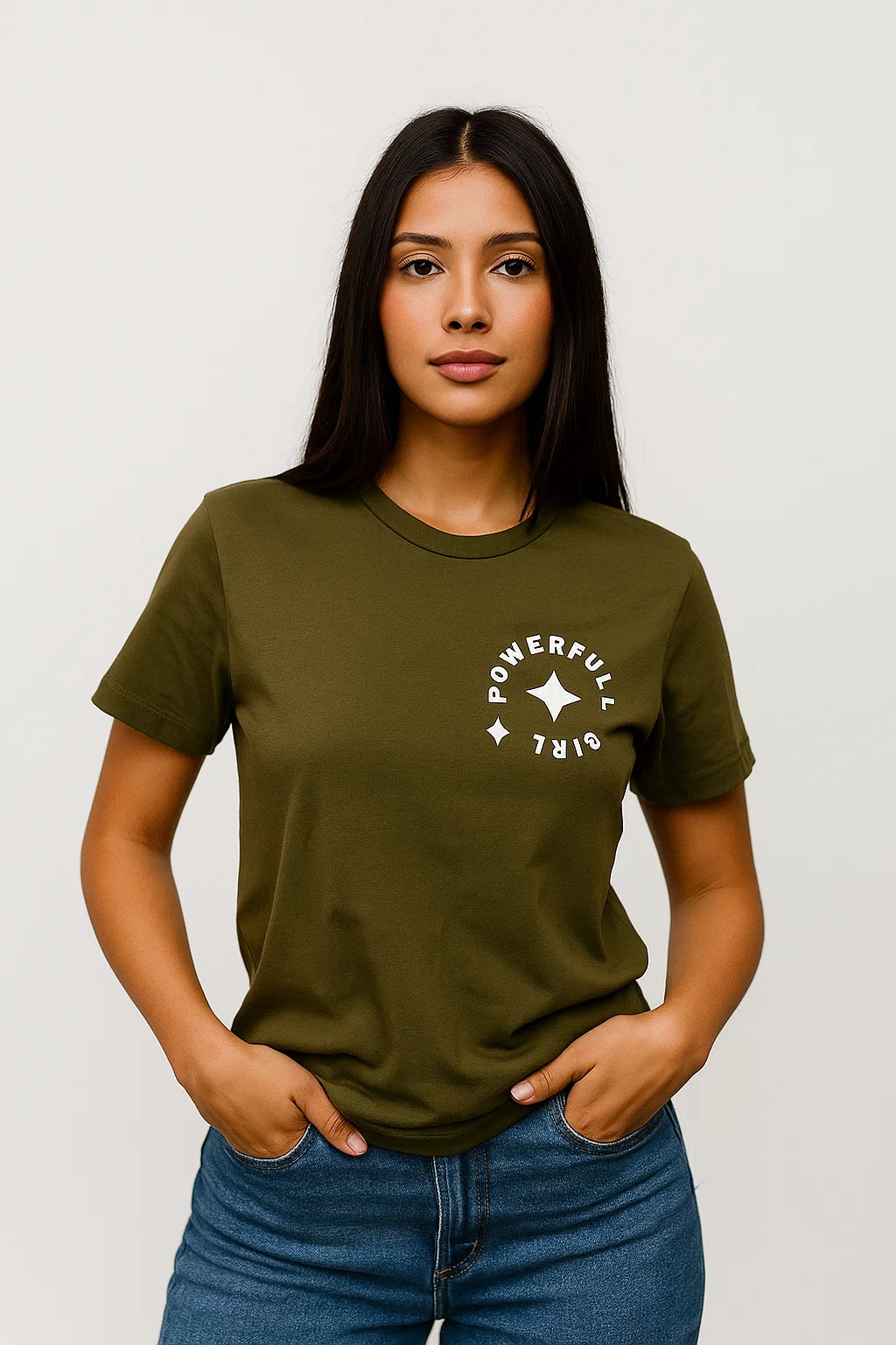 CAMISETA MUJER OVERSIZE LARGA VERDE MILITAR