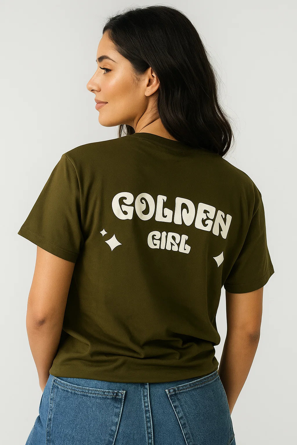 CAMISETA MUJER OVERSIZE LARGA VERDE MILITAR