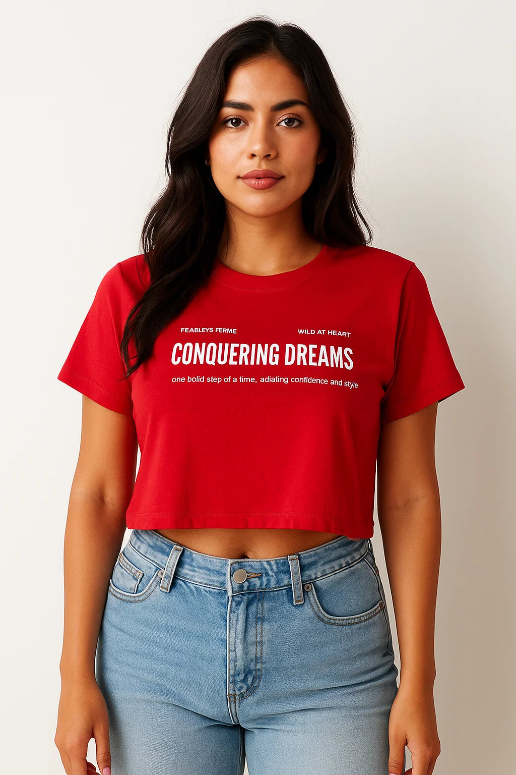 CAMISETA MUJER OVERSIZE CORTA ROJA