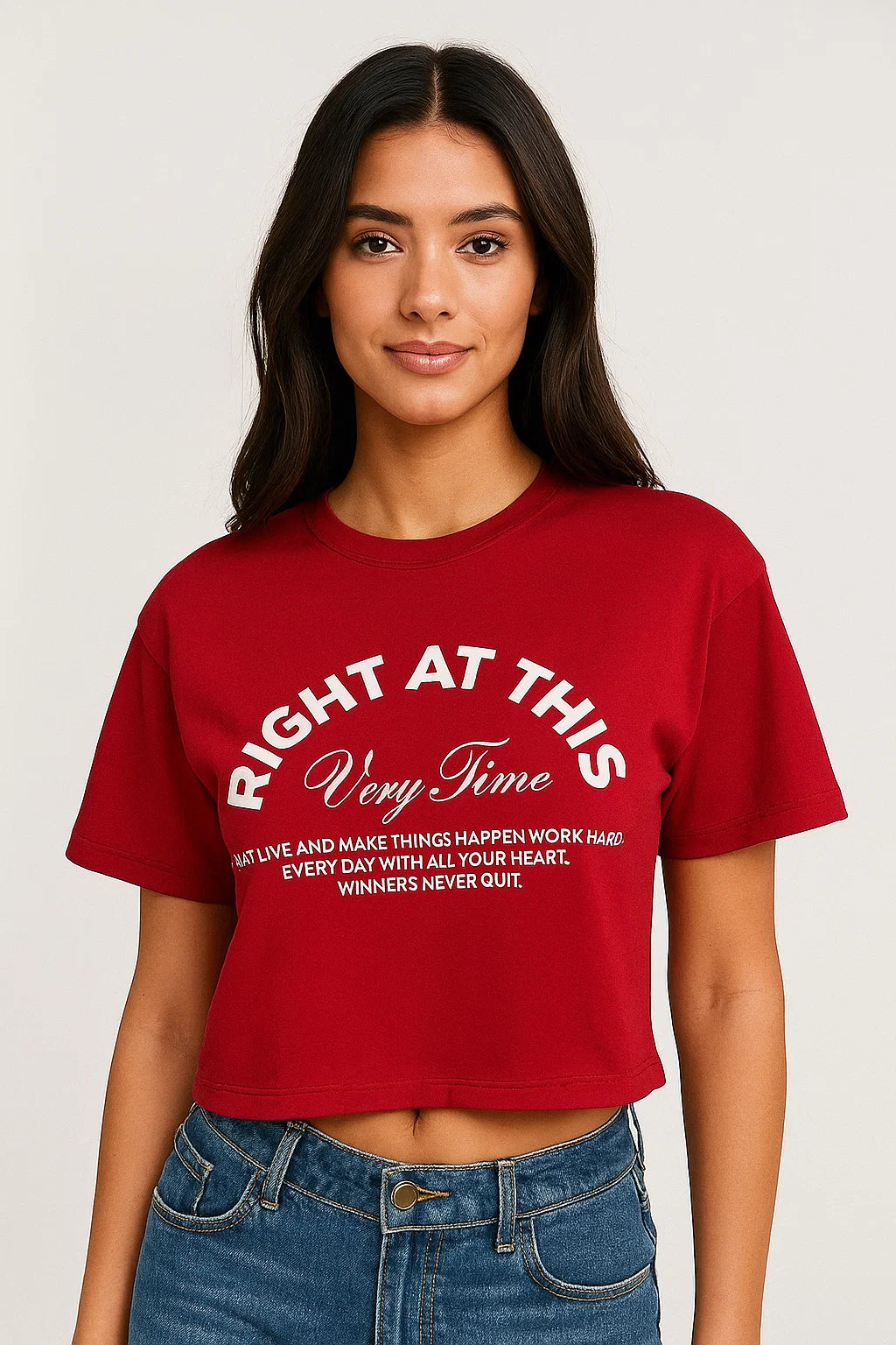 CAMISETA MUJER OVERSIZE CORTA ROJA