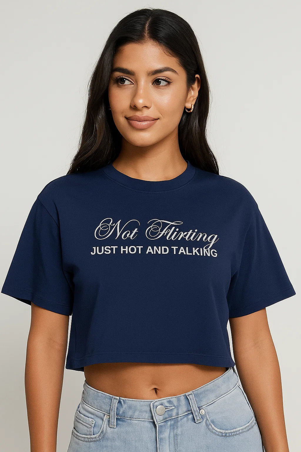 CAMISETA MUJER OVERSIZE CORTA AZUL
