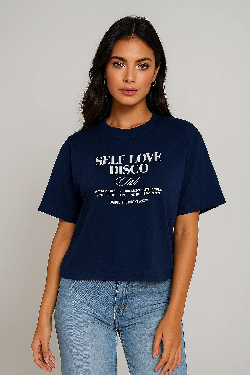 CAMISETA MUJER OVERSIZE CORTA AZUL