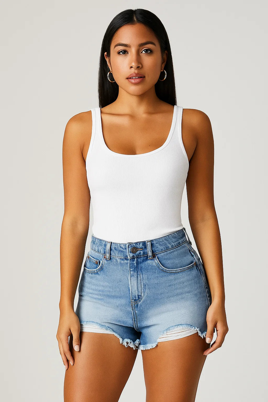 SHORT MUJER DESFLECADO AZUL CLARO