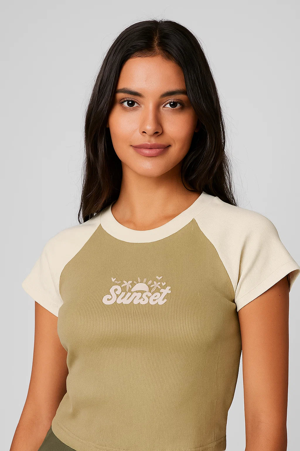 TOP MUJER RIB BEIGE-CREMA