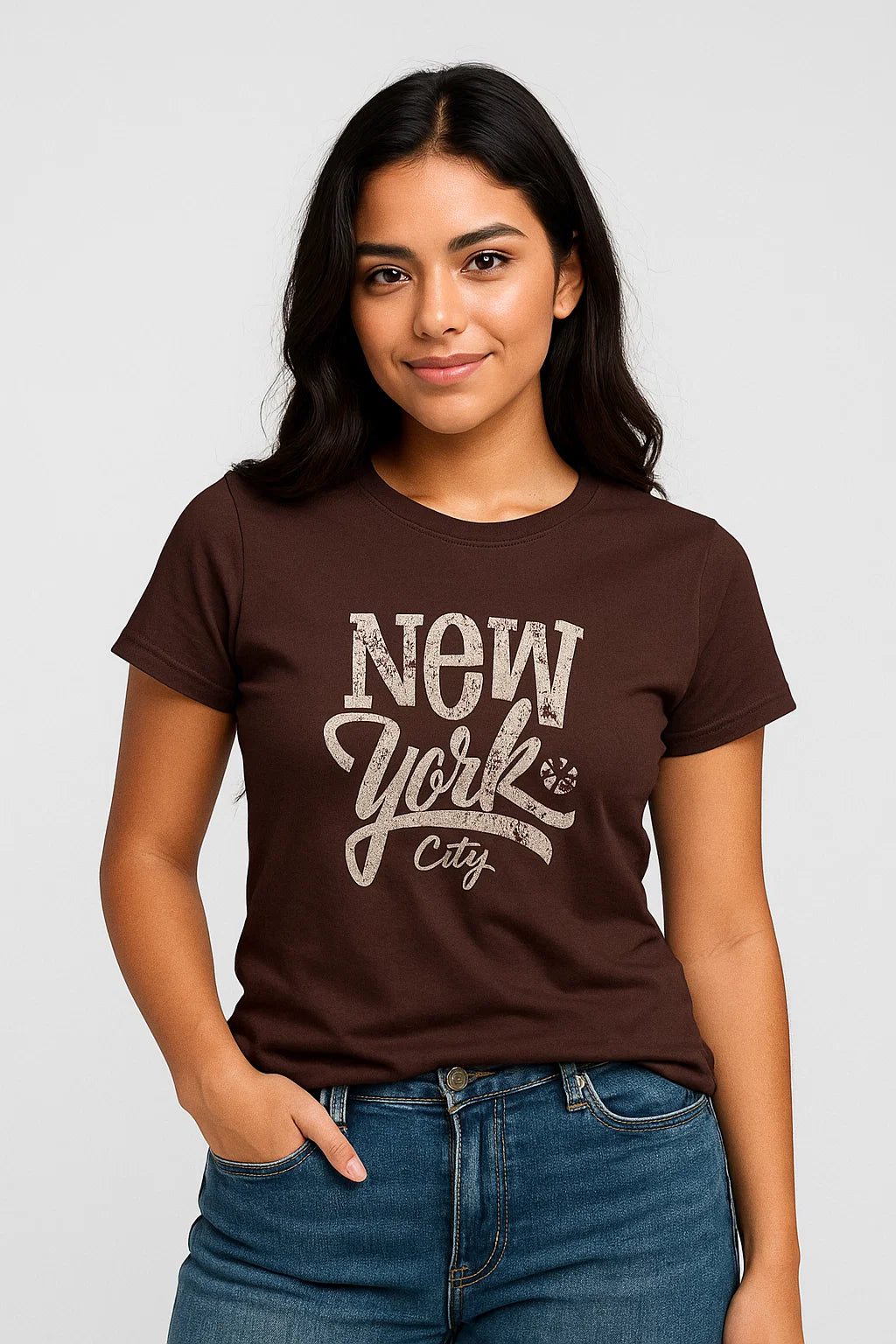 CAMISETA MUJER BASICA CHOCOLATE