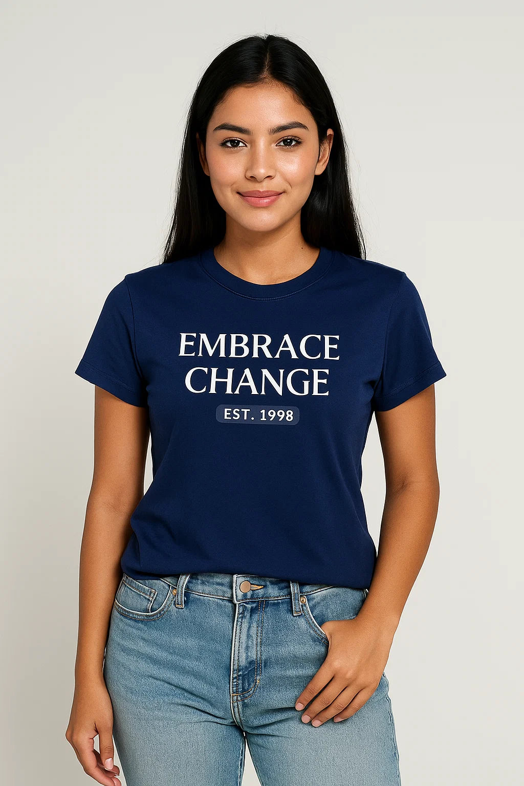 CAMISETA MUJER BASICA AZUL