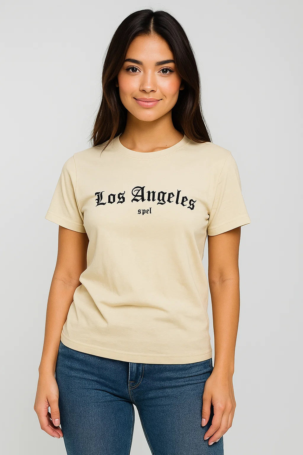 CAMISETA MUJER BASICA BEIGE