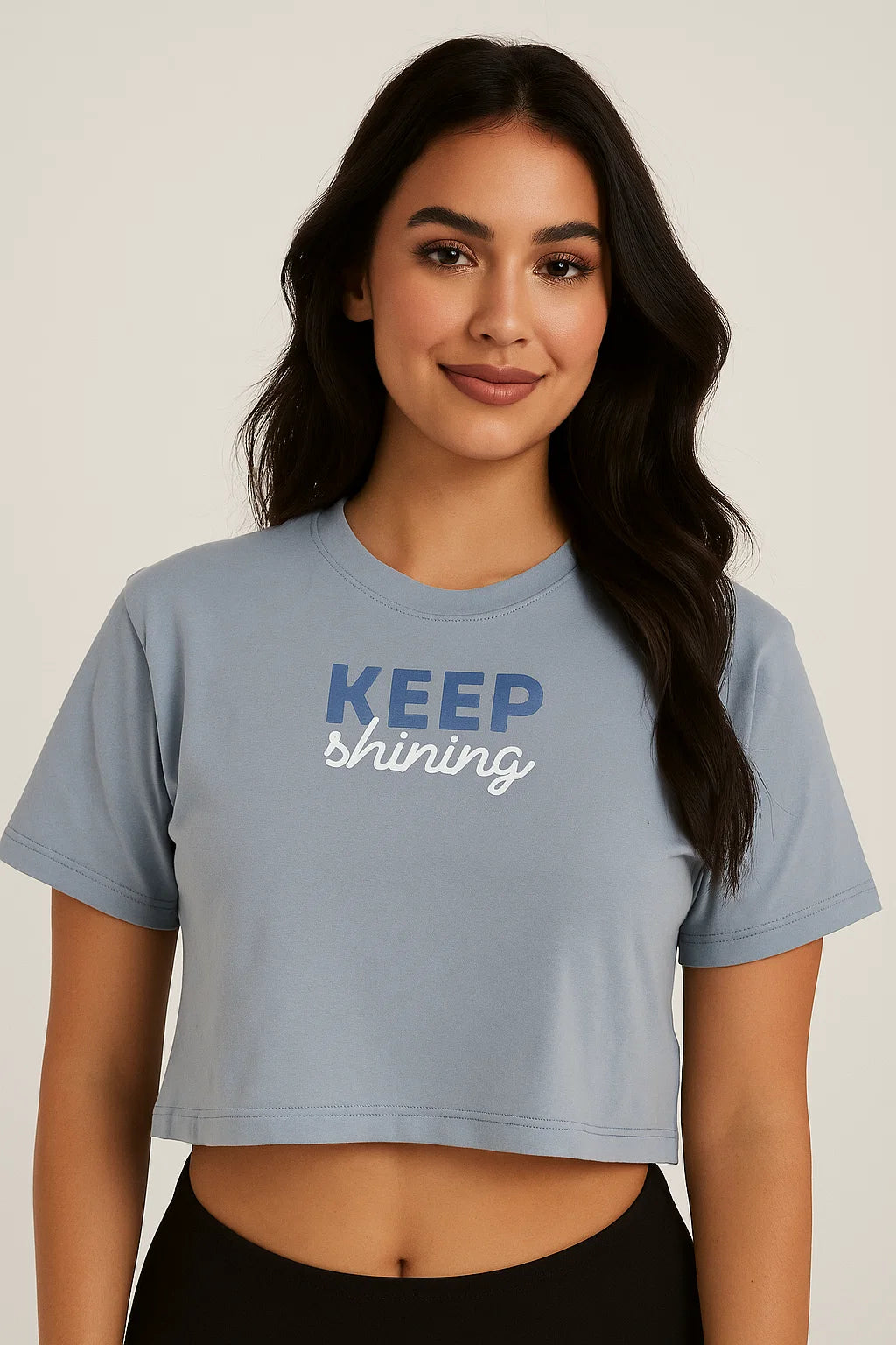 CAMISETA MUJER OVERSIZE CORTA CELESTE