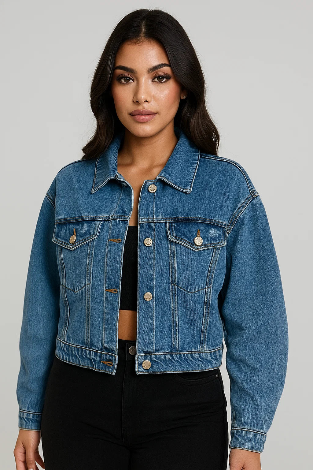 CHAQUETA MUJER JEAN AZUL CLARO