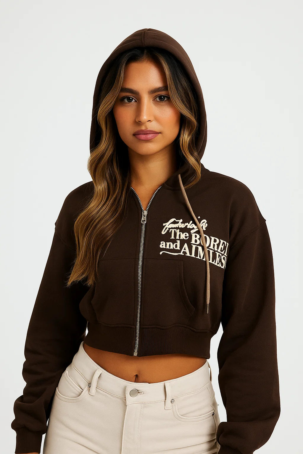 CHAQUETA MUJER CORTA BURDA CAFÉ