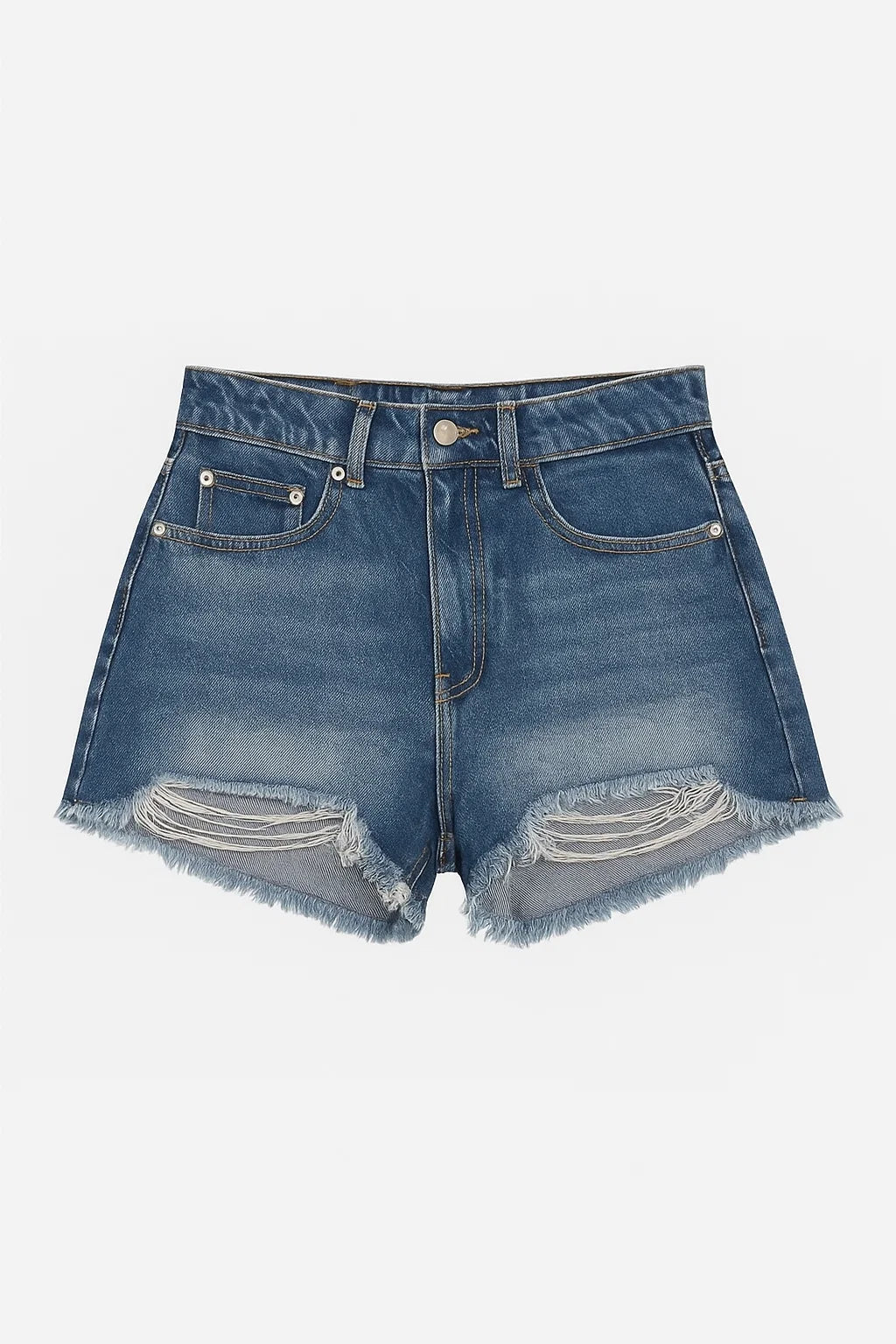SHORT MUJER DESFLECADO AZUL MEDIO