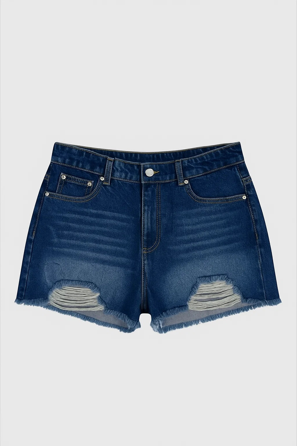 SHORT MUJER DESFLECADO AZUL OSCURO