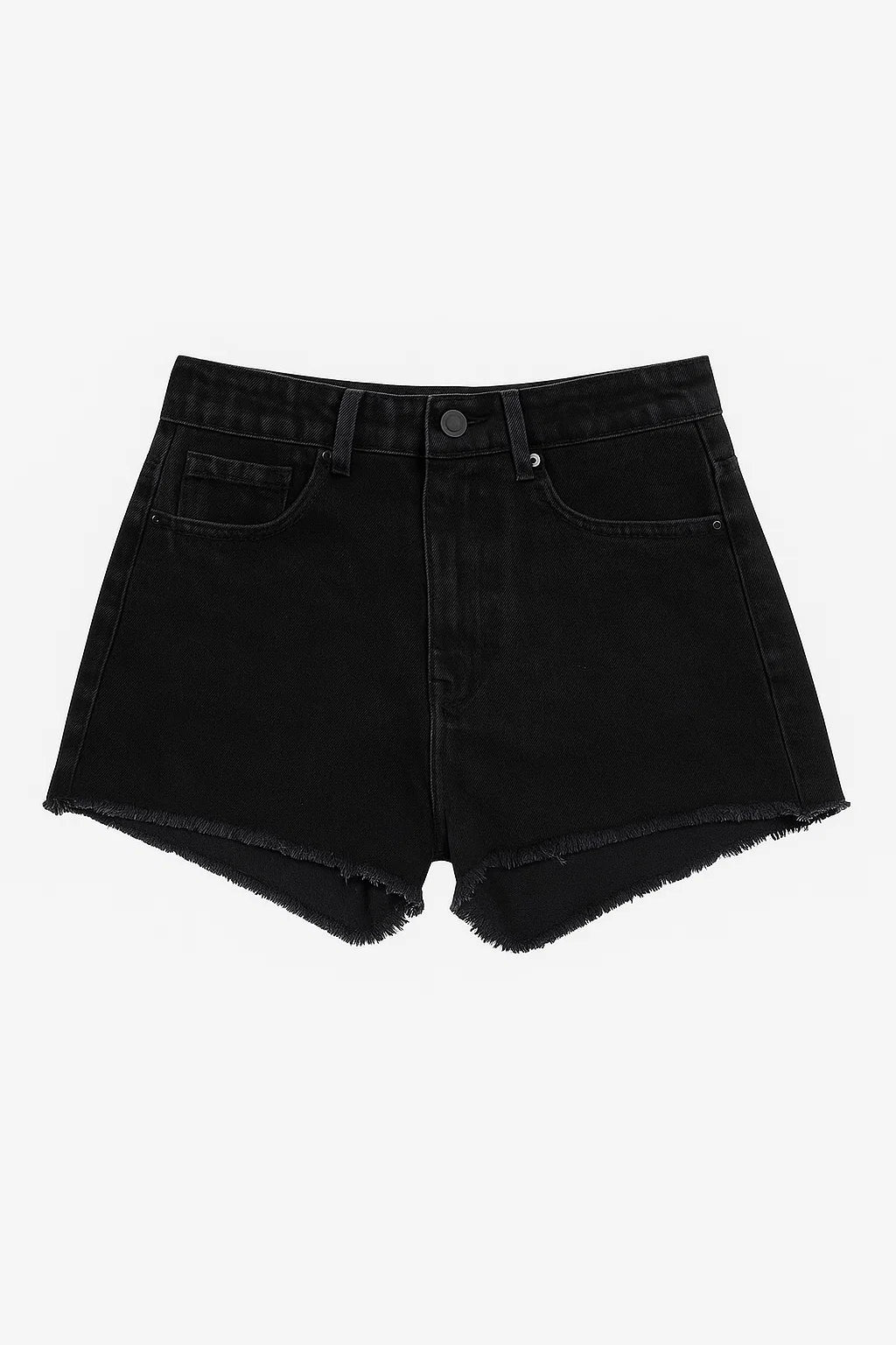 SHORT JEAN MUJER NEGRO DESFLECADO